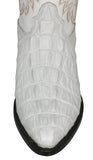 Mens #130 White Cowboy Boots Crocodile Tail Print - J Toe