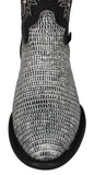 Mens #175 Gray Cowboy Boots Teju Lizard Print - Round Toe