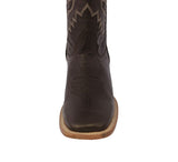 Mens Brown Western Cowboy Boots Real Leather - Square Toe