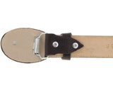 Mens Brown Alligator Big Belly Print Leather Belt - Round Buckle