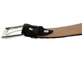 Black Western Belt Crocodile Tail Print Leather - Silver Buckle