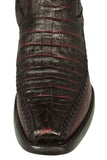Mens Black Cherry Cowboy Boots Crocodile Print Leather Zipper - Square Toe