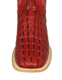Mens Red Cowboy Boots Crocodile Tail Print - Square Toe