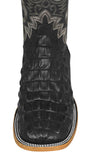 Mens Black Cowboy Boots Crocodile Back Print - Square Toe