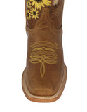 Womens Velvet Honey Brown Western Boots Leather - Square Toe