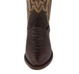 Mens Brown Cowboy Boots Ostrich Leg Print Leather - J Toe