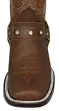 Womens Ida Light Brown Western Boots Leather Removable Straps - Square Toe