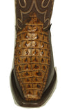 Mens Honey Brown Cowboy Boots Crocodile Back Print Overlay - Square Toe