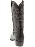 Mens Black Snake Python Print Leather Cowboy Boots Round Toe