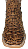 Mens #140N Rustic Sand Cowboy Boots Crocodile Hornback Print - Square Toe