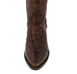 Mens Brown Full Crocodile Tail Print Cowboy Boots - J Toe