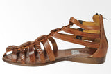 Womens Authentic Huaraches Real Leather Sandals Flowers Cognac - #226