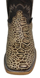 Mens #170N Sand Cowboy Boots Sea Turtle Shell Print - Square Toe