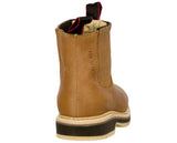 Mens Honey Brown Leather Work Boots Soft Toe Shock Absorbing - #023SA