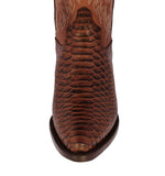 Mens Cognac Snake Python Print Leather Cowboy Boots J Toe