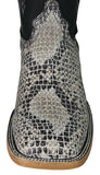 Mens #183N Natural Cowboy Boots Mamba Print - Square Toe