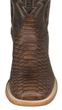 Mens #180N Brown Cowboy Boots Python Snake Print - Square Toe