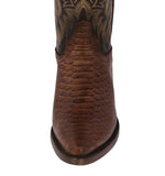 Mens Brown Snake Python Print Leather Cowboy Boots J Toe