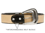 Black #350 Western Belt Overlay Leather - Removable Buckle
