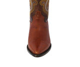 Mens Cognac Real Lizard Skin Leather Cowboy Boots - J Toe