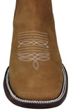 Mens #RGL4 Light Brown Chelsea Ankle Boots Nubuck Leather - Square Toe