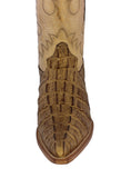 Mens Sand Crocodile Tail Print Leather Cowboy Boots - 3X Toe
