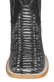 Mens Gray Cowboy Boots Snake Print Leather - Square Toe