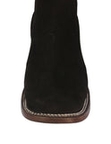 Womens Black Chelsea Cowgirl Boots Nubuck Leather - Square Toe