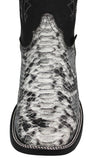 Mens #182 Natural Cowboy Boots Snake Print Leather - Square Toe