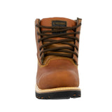 Mens Light Brown Work Boots Leather Slip Resistant Lace Up Steel Toe - #S600TR