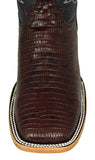 Mens Black Cherry Cowboy Boots Teju Lizard Leather - Square Toe