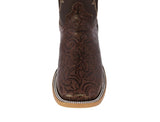 Mens Brown Cowboy Boots Hand Toole Leather - Square Toe