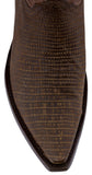 Mens Cognac Teju Lizard Print Leather Cowboy Boots Snip Toe
