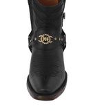 Womens Dixie Black Western Ankle Boots Leather Boot Straps - Snip Toe