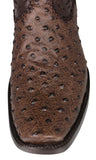 Mens #20RA Brown Cowboy Boots Ostrich Print Zipper - Square Toe