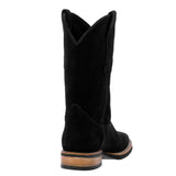 Mens Black Western Cowboy Boots Nubuck Leather - Square Toe