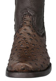 Mens #20RA Brown Cowboy Boots Ostrich Print Zipper - Square Toe