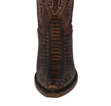 Mens Chedron Snake Print Leather Cowboy Boots - Snip Toe