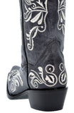 Womens Granada Denim Blue Boots Swan Embroidered - Snip Toe