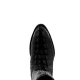 Mens #130 Black Alligator Tail Print Leather Cowboy Boots - Round Toe