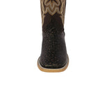 Mens Brown Cowboy Boots Bull Neck Print Leather - Square Toe