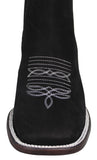 Mens #RGL4 Black Chelsea Ankle Boots Nubuck Leather - Square Toe