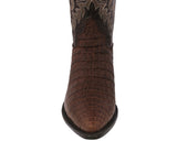 Mens #120 Brown Alligator Belly Print Leather Cowboy Boots - J Toe