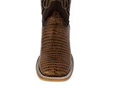 Mens Honey Brown Cowboy Boots Teju Lizard Leather - Square Toe