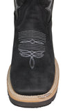 Mens #495 Black Cowboy Boots Leather - Square Toe