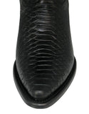 Mens Black Cowboy Boots Snake Print Leather - J Toe