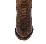 Mens #180 Honey Brown Cowboy Boots Python Snake Print - Snip Toe