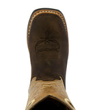 Kids Toddler Western Cowboy Boots Pull On Square Toe Dark Brown - #142