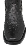 Mens #20RA Black Cowboy Boots Ostrich Print Zipper - Square Toe