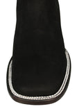 Mens Black Chelsea Ankle Boots Nubuck Leather - Square Toe